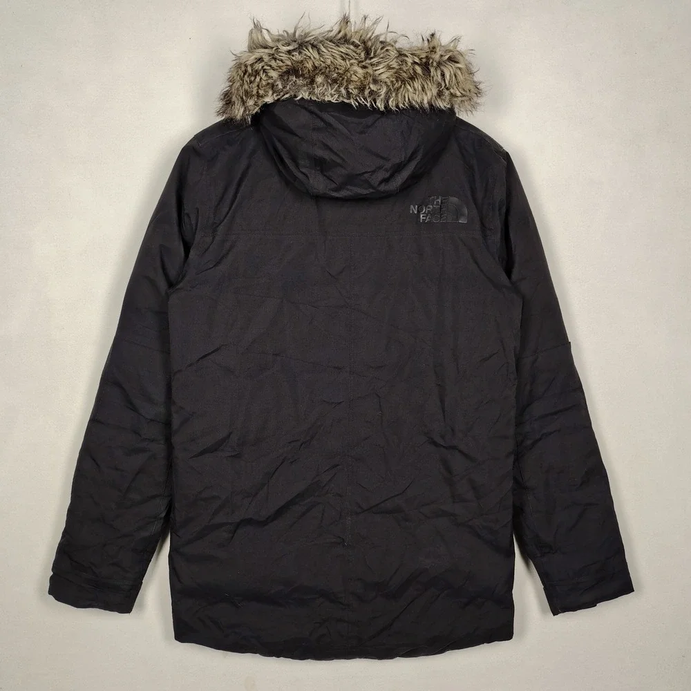 The North Face Mens XS Black Hooded Insulated Parka Faux Fur Trim Down Coat